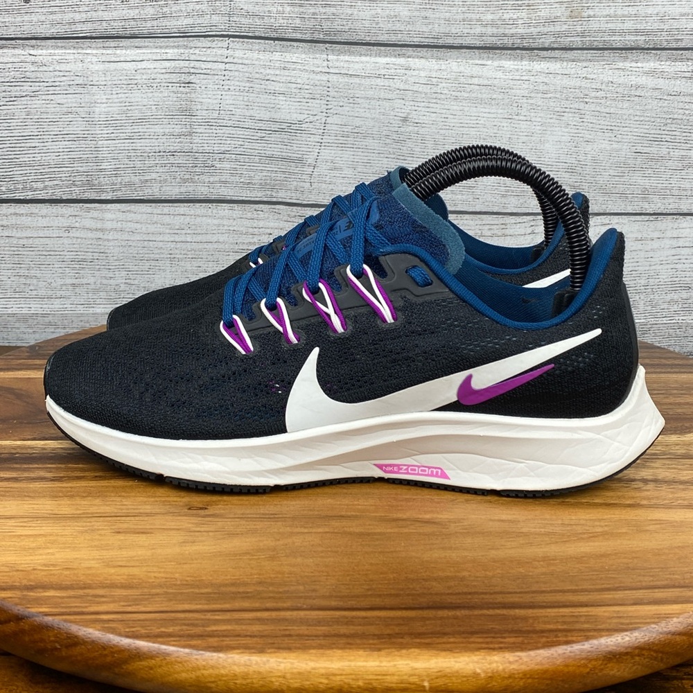 Nike Air Zoom Pegasus 36 Black Blue Running Shoe AQ2210-012 Women’s Size 8